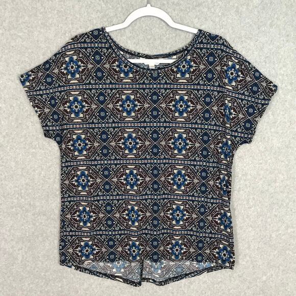 Charming Charlie Shirt Womens Small‎ Paisley Medallion Boho Short Sleeve Jersey - Picture 1 of 9